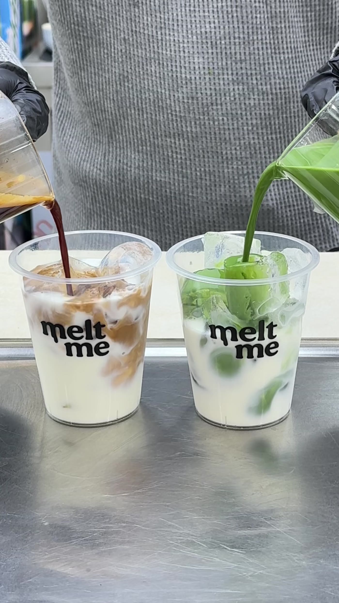 Niko Neko ceremonial matcha latte and specialty coffee being poured at Melt Me Batam